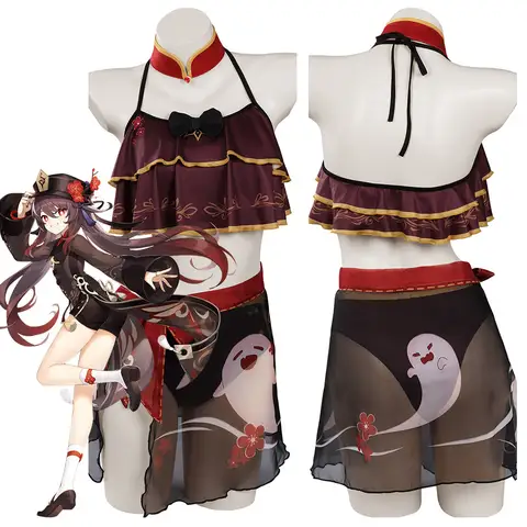Genshin Impact HUTAO-traje de baño para Cosplay, traje de Carnaval para Halloween