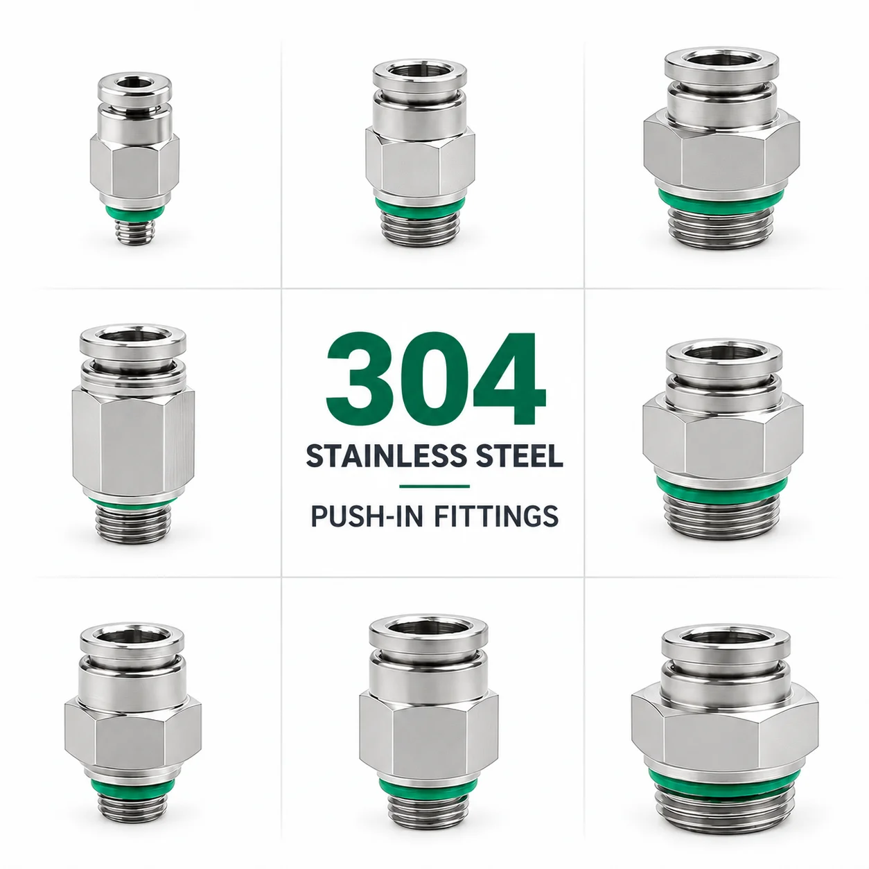 1PCS PC-G 304 Stainless Steel Pneumatic Quick Connector Push In M5 G1/8 G1/4 G3/8 G1/2 Male Thread 4-16mm PU Air Hose Fitting