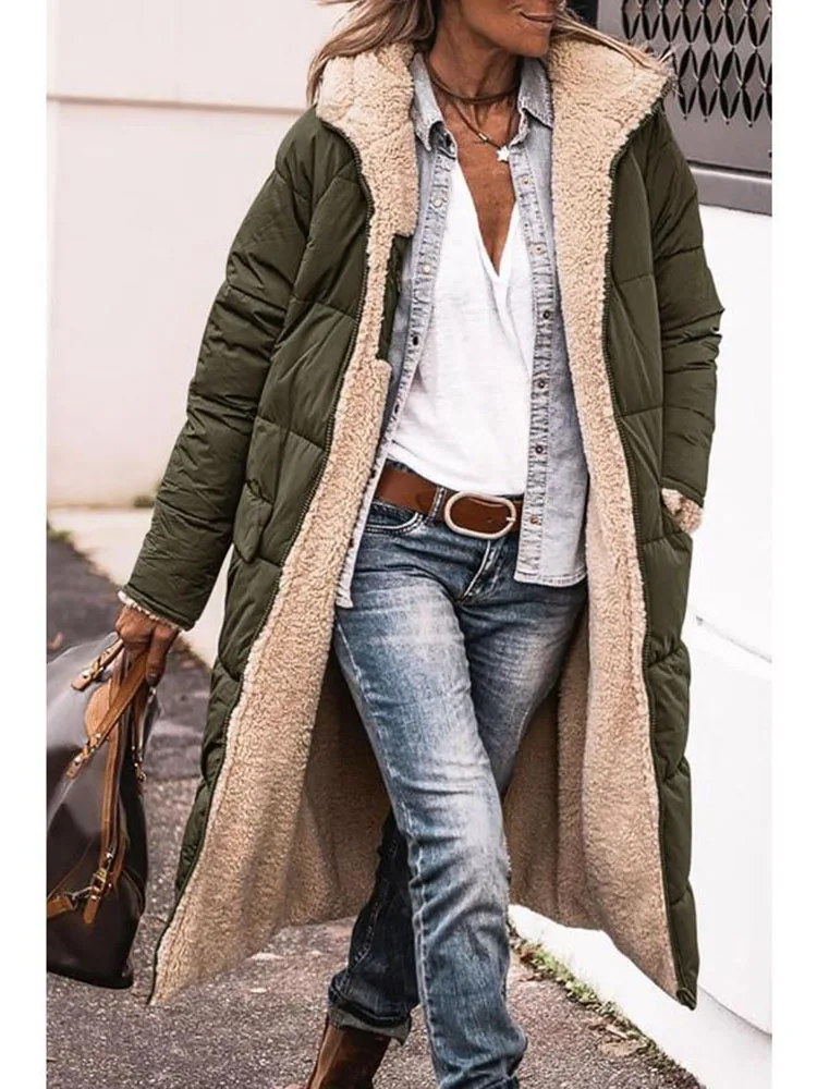 Women\'s 2024 Winter Fashion Clothes Oversized Shearling Fleece Long Coats Jackets