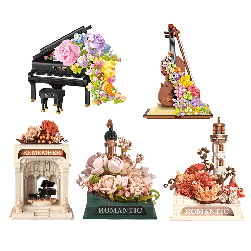 

Balody Romantic Piano Flower Building Blocks Violin Assembled Musical Instrument Model Lighthouse MOC Bricks Toy For Santa Gift