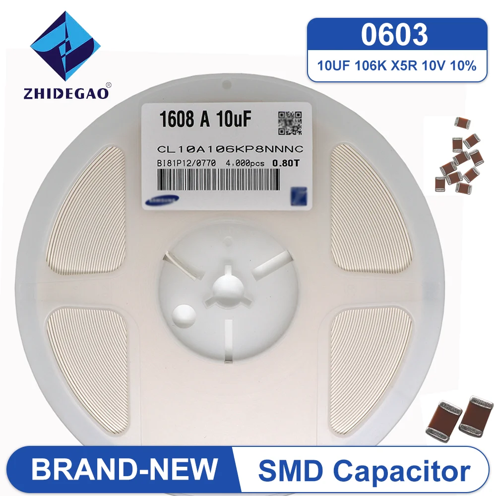 

1 Reel 4000pcs 0603 SMD Ceramic Capacitor 10uF 106K X5R 10V 10% Capacitors New and Original