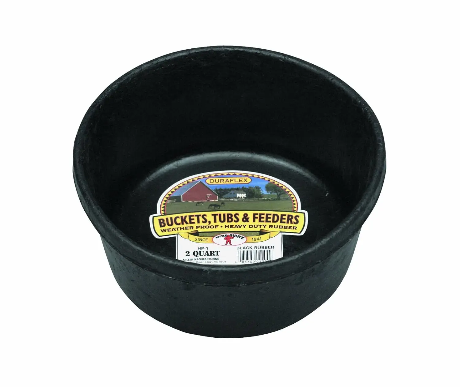 

Heavy Duty Rubber Tub - 2 Quart, Durable Feed Pan for Indoor/Outdoor Use, Crack-Proof