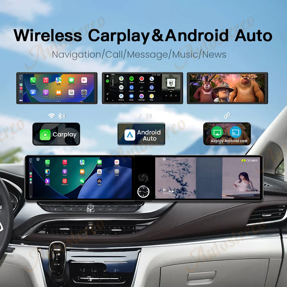 Dual Screen 12.3 Carplay Android 14 Car GPS Navigation For Buick GL8 2020-2022 Head Unit Multimedia Player Car Radio Auto
