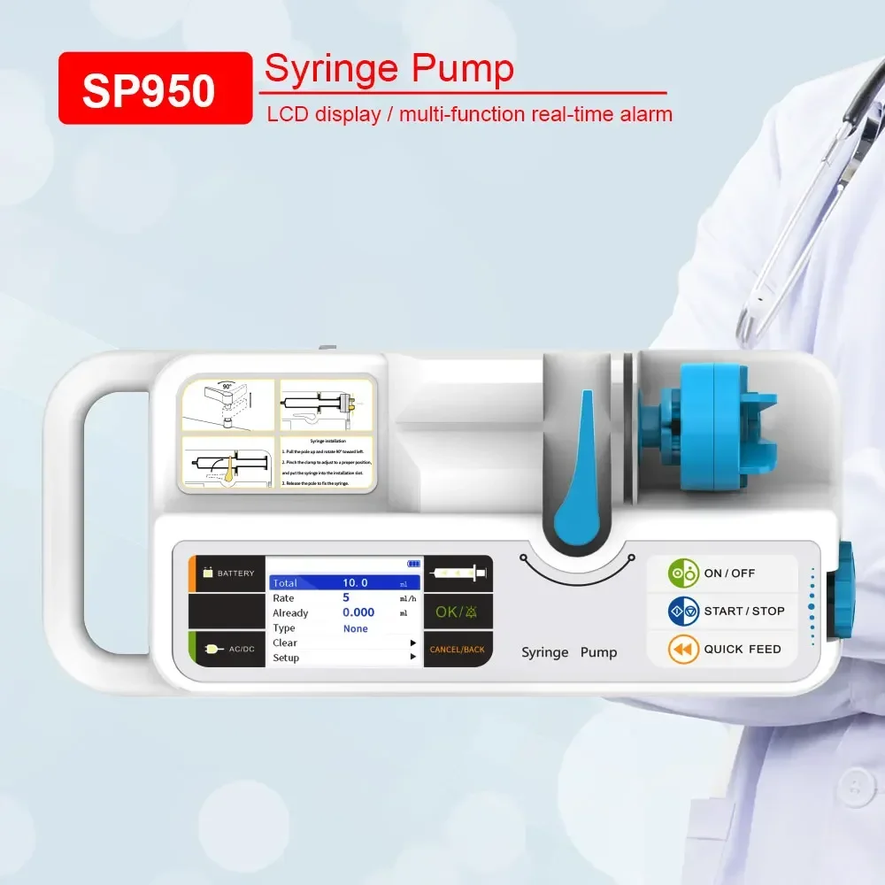 

CONTEC SP950 Syringe Pump for Human Real-time alarm Large LCD Display Electric Medical Single channel Infusion Syringe Pump