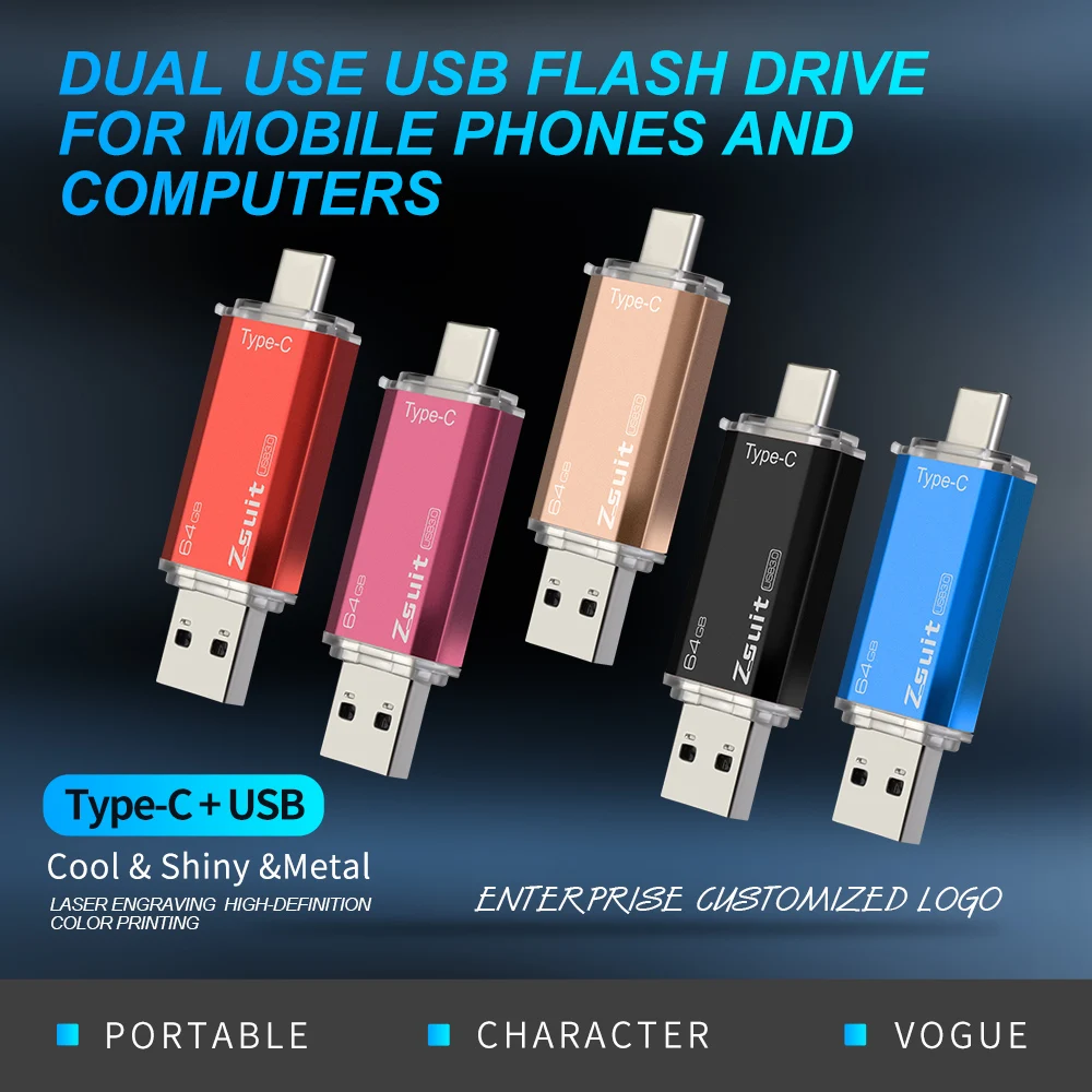 10 teile/los Typ-C-Flash-Laufwerk 16GB 32GB Metall otg 2 in 1 USB-Stick 3.0/2,0 Memory Stick USB-freies Logo Cle USB wasserdicht u Disk