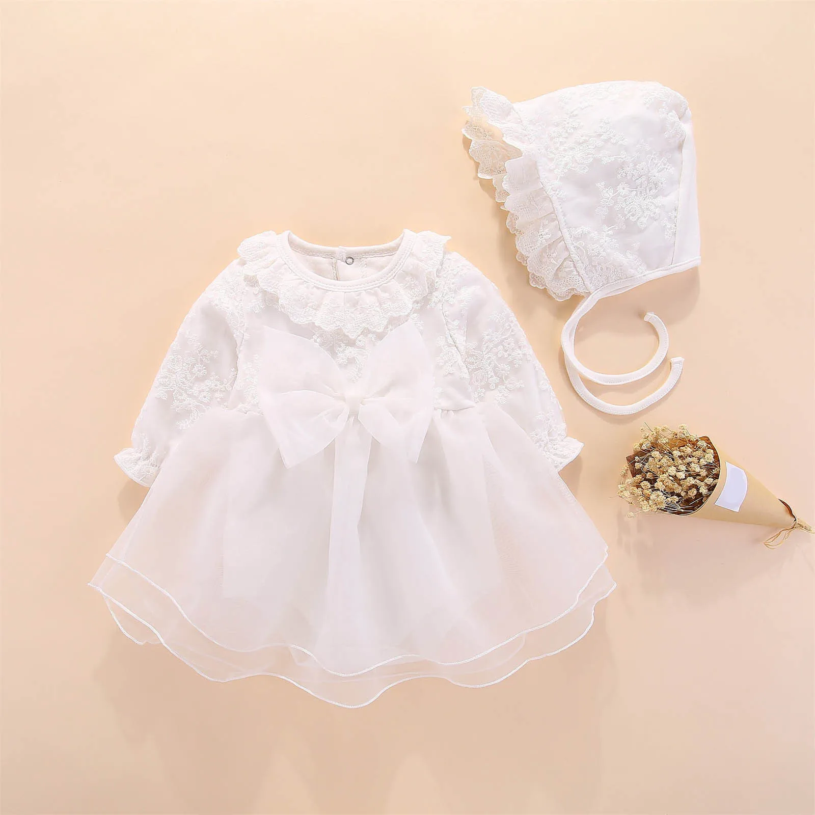 Infant Christening Dress Newborn Baby Girls Dresses&Birthday Party Clothes Princess 3 6 12 18 Months New Born Baby Baptism Dress