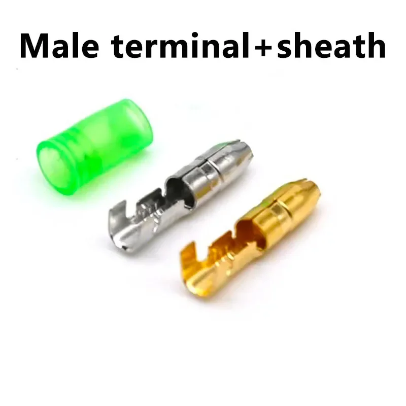 25/50/100Sets 4.0 bullet terminal car electrical wire connector diameter 4mm Female + Male + Case Cold press terminal Green
