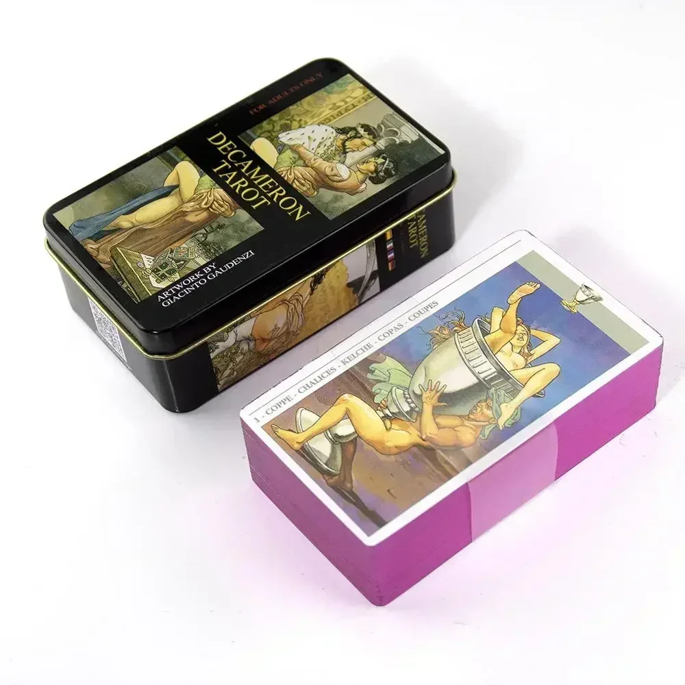 Decameron Tarot Deck In A Tin Box Gilded Edge for Fortune Telling Game Card 78pcs Board Game