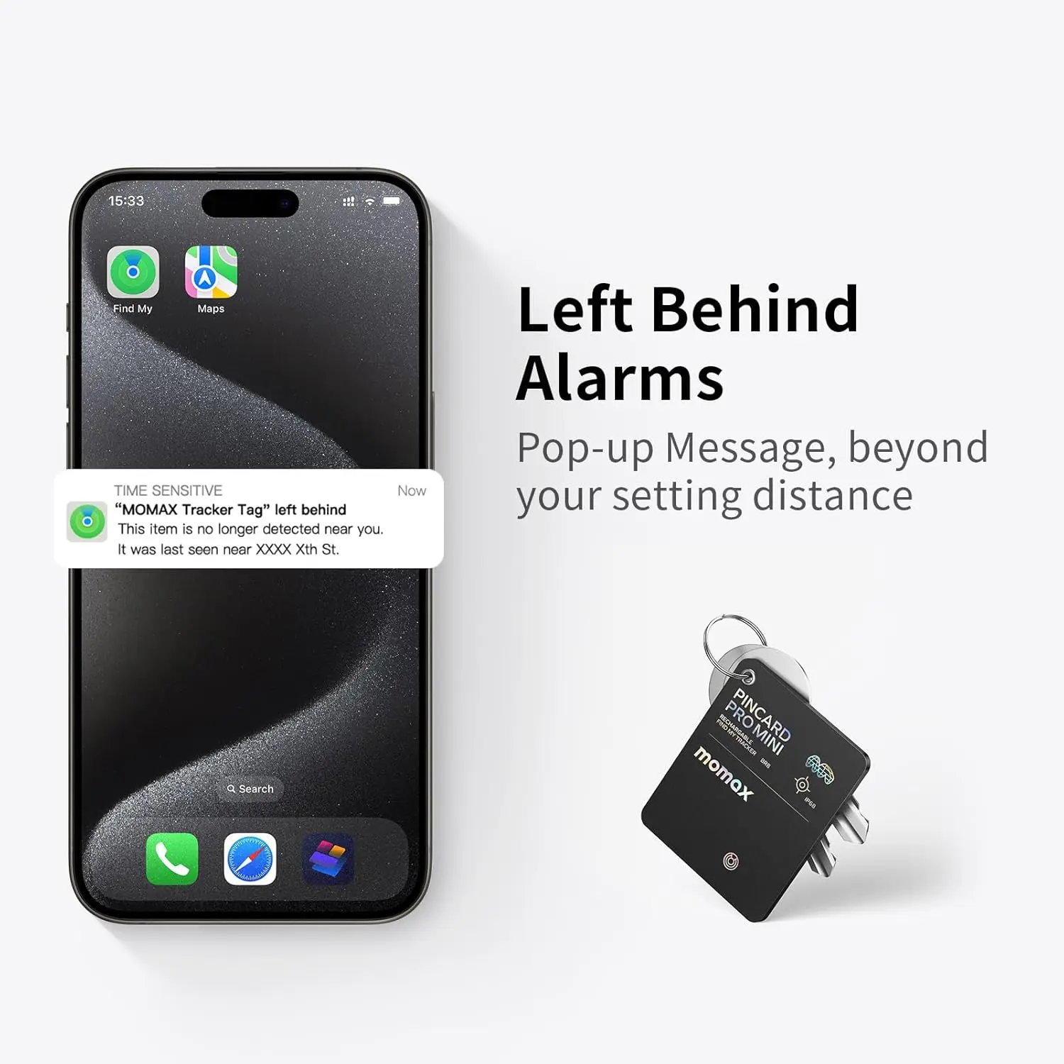 Momax Wallet Tracker Smart Finder - Rechargeable Slim Bluetooth Key Tracking Card, Item Locator for Luggage Tag