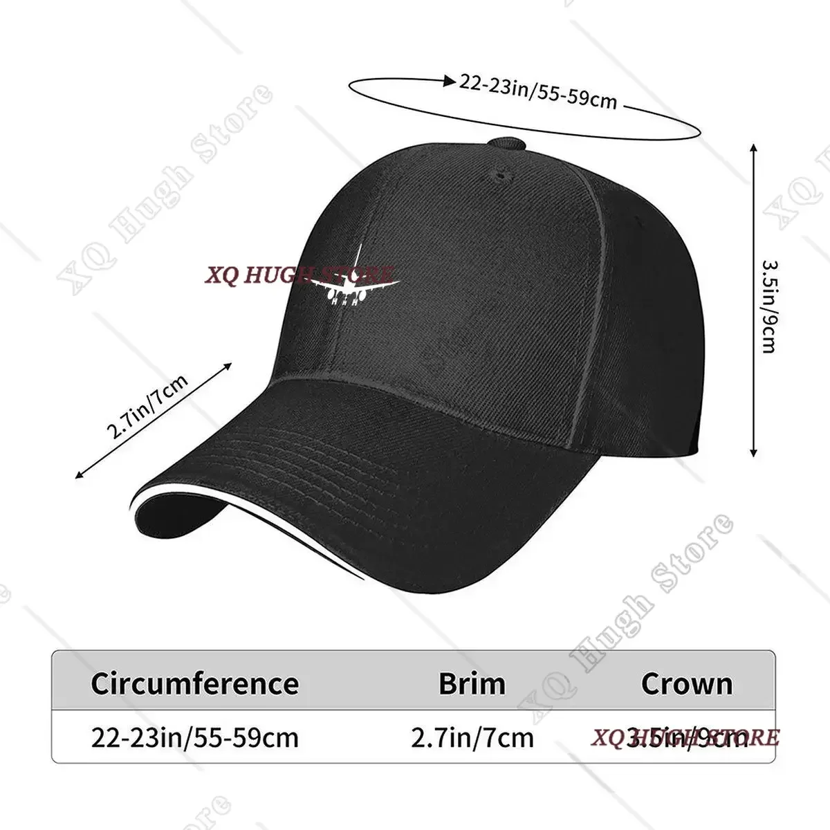 Front View Airplane Aviation Aircraft Design Hip Hop hat Fashion Outdoor Sports Sandwich Baseball Cap