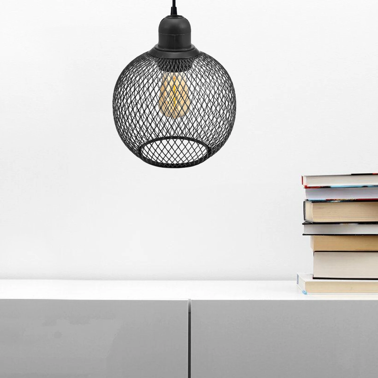 

Lighting Chandelier Shade Lamp Frame Hanging Lampshades for Table Modern Cage Bulb Cover Hollow Out Metal Iron Round