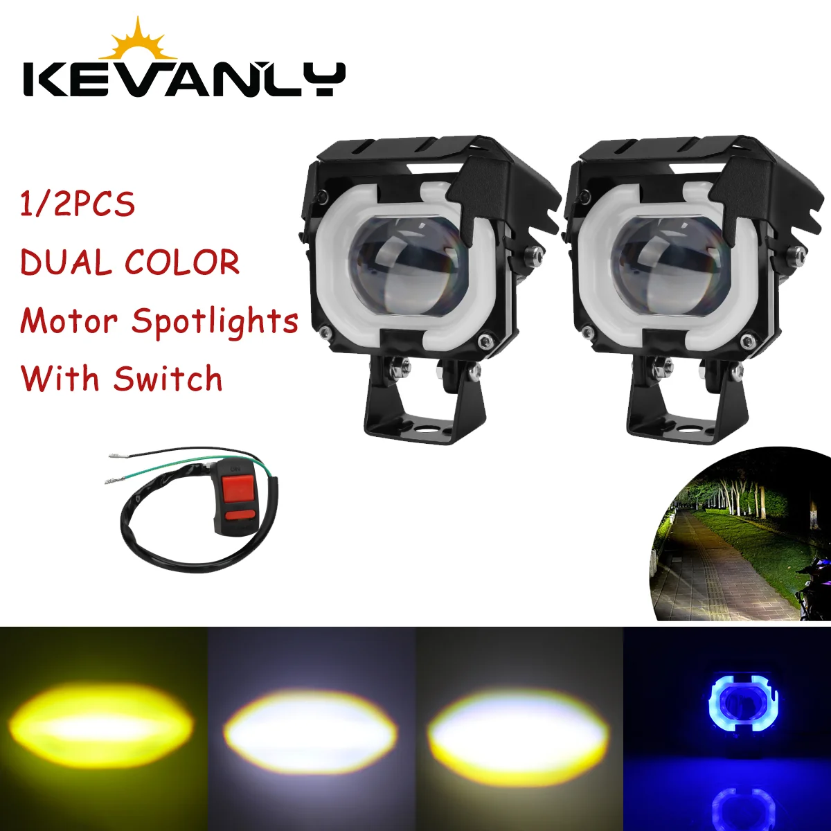 

Motorcycle Fog Light Headlight Auxiliary LED Car Offroad Truck Angel Eyes light Portable Spotlights Driving Explorers Boat Light