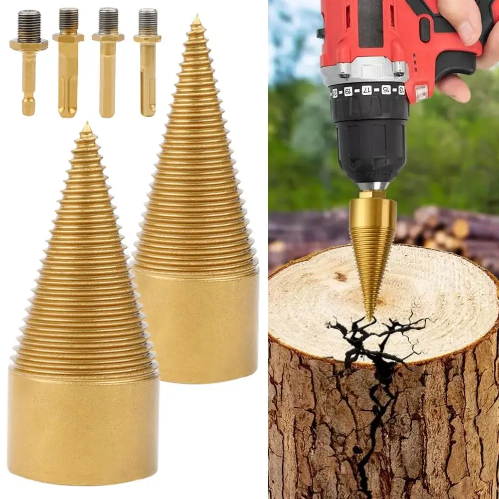 

32/42/45/50mm Firewood Chop Wood Drill Bit Splitting Log Firewood Chopper Tools Wood Woodworking Splitter Drill Cone Cone S K8M6