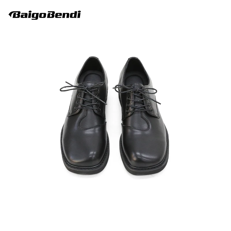 New Special-shaped Toe Male Daily Leather Shoes Modern Men\'s Casual Low-top Personalized Lace-up Oxfords