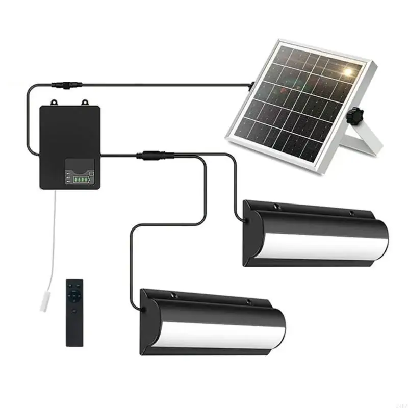 Solar Wall Light System with Panel and Remote Control for Garage, Shed, and Poultry House Outdoor Daily Home Use