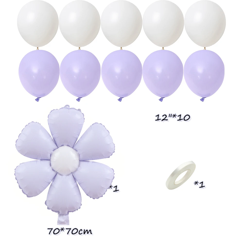 Palloncino stagnola margherita viola con palloncini in lattice viola Marcon Set per decorazioni per feste di compleanno anniversario di matrimonio Baby Shower