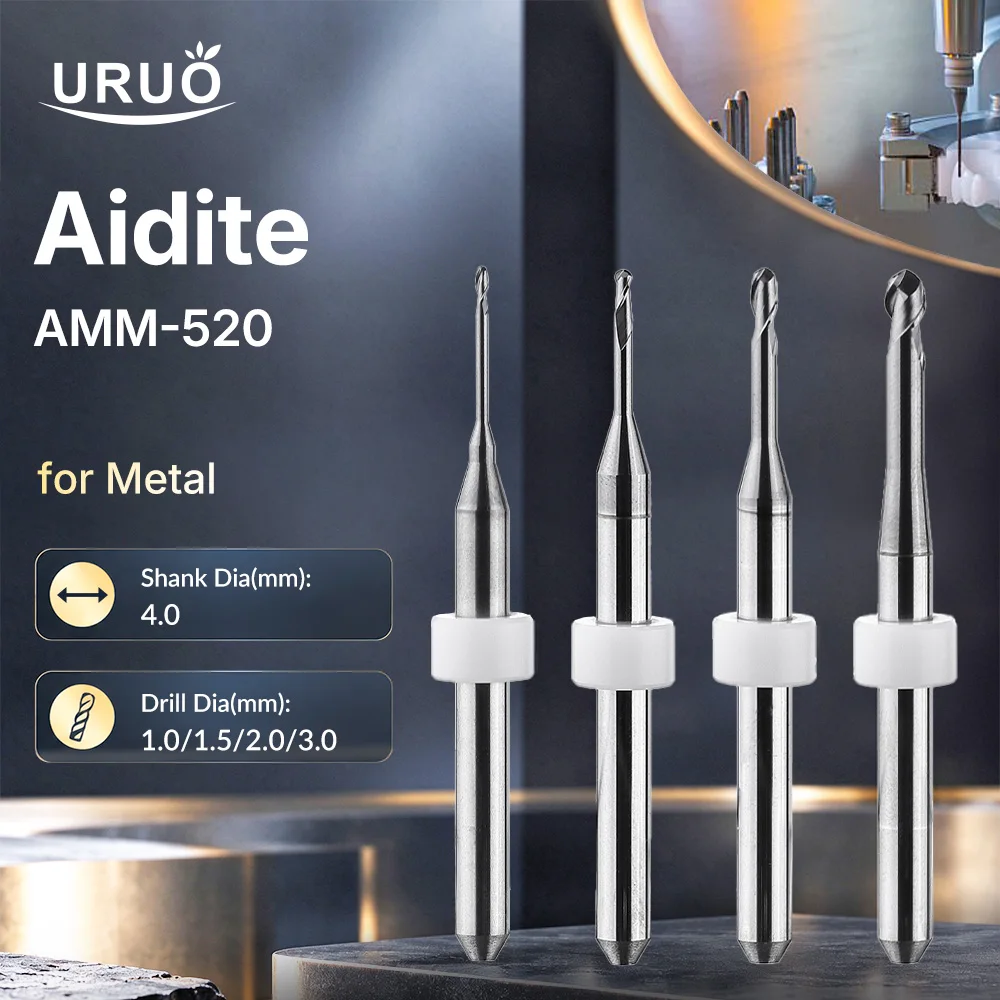 Aidite AMD-520 Dental Milling Burs for Metal Grinding Tools Ti Alloy Grinding CAD CAM Denture Lab D4 Shank 3.0/2.0/ Milling