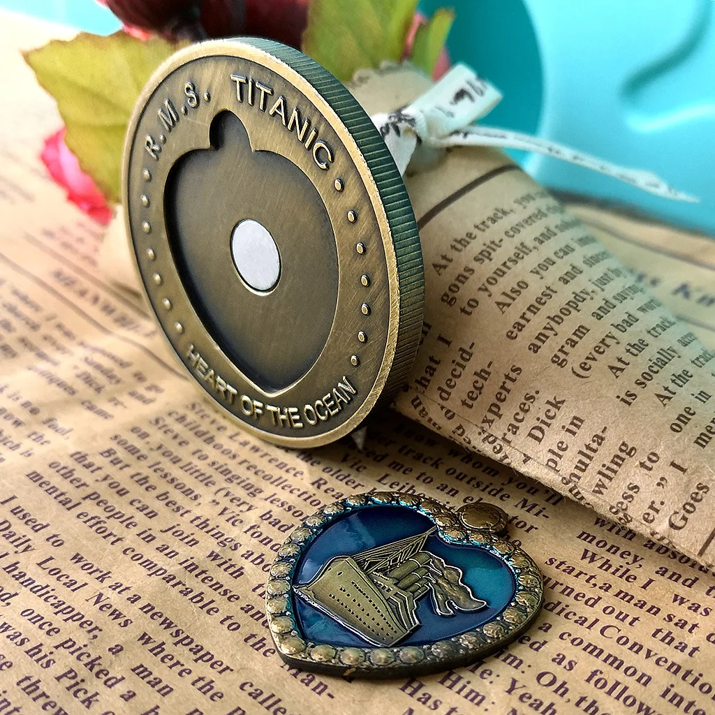 مجموعة RMS Titanic Collection عملة معدنية مطلية بالبرونز قابلة للفصل مجموعة قلب المحيط عملة زوجين رمز الحب هدية صغيرة
