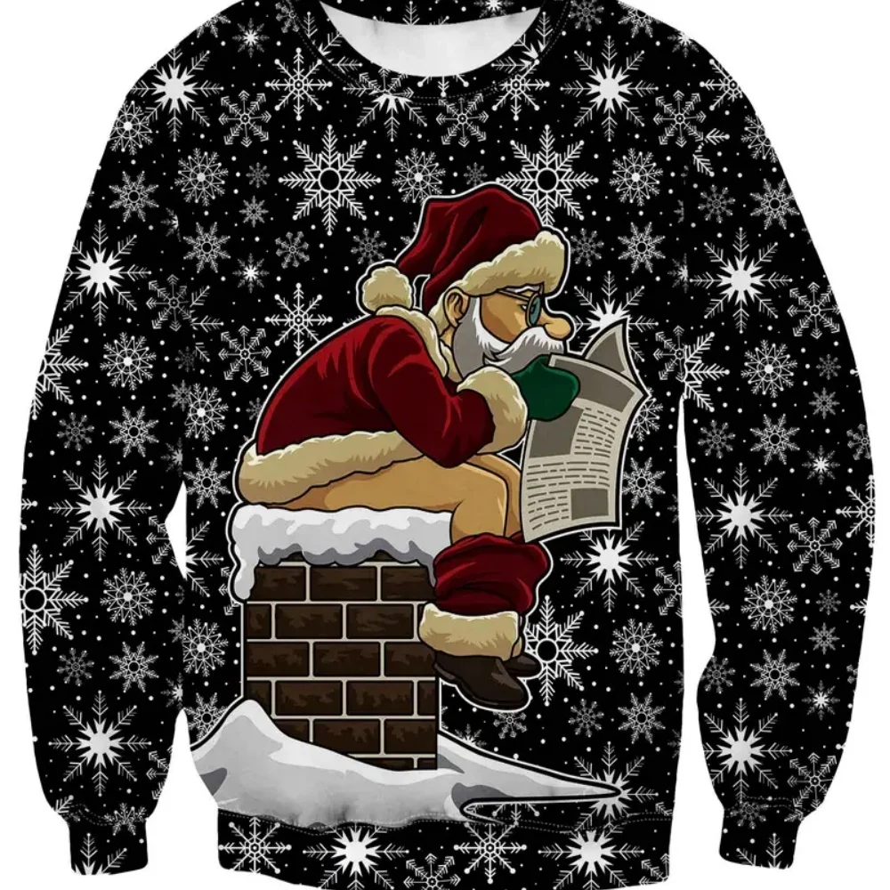 2025 Funny new Funny Santa Ugly Christmas sweaters Fashion men's and women's 3D printed Christmas sweatshirts trend Street wear