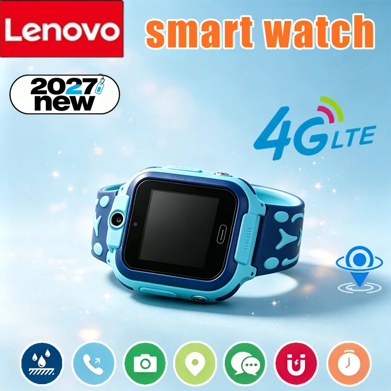 Lenovo Waterproof GPS Tracking Kids Watch 4G SIM Card Call Camera Mini Children Smart Wrist Watch Electronic Clock Gift