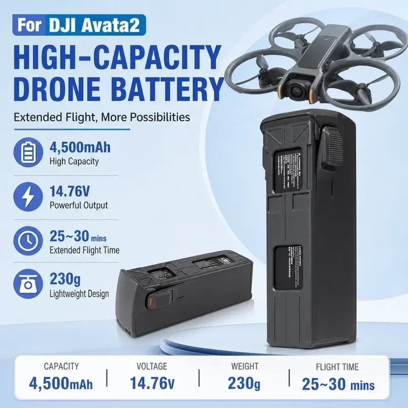 For DJI Avata2 4300mAh Hover Time 29 Minutes, Weight 230g Refitted Higher Capacity Intelligent Flight Battery For Drone Fans