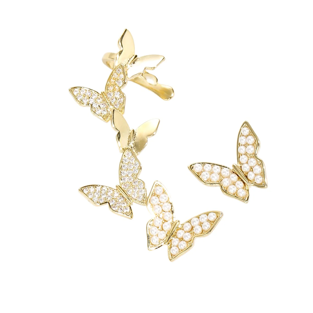 YCP butterfly ear clips women's light luxury micro-inlaid temperament earrings simple niche earrings high-end jewelry
