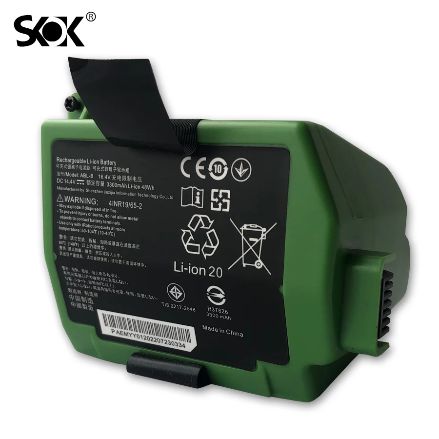 for iRobot Roomba S9 9150 + S9+ 9550 Robot PN ABL-B Sweeper Rechargeable Lithium Ion Replacement Battery 4INR19/65-2