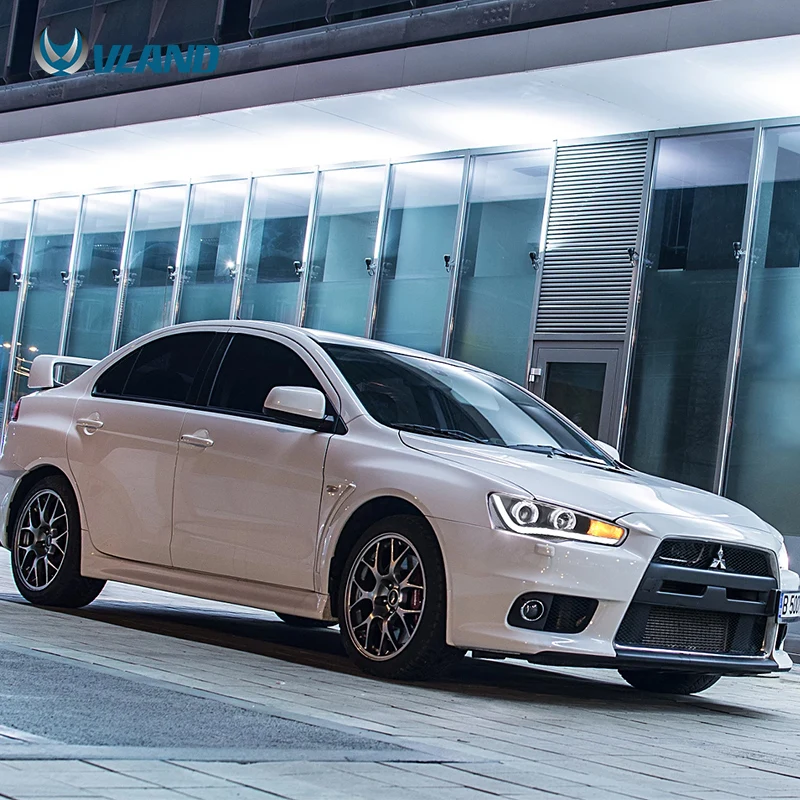 08-17 Faróis do projetor Mitsubishi Lancer Evo X Vland com olhos angulares