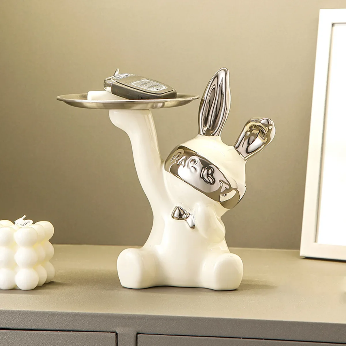 Home Decorations Cute Rabbit Entry Small Ornaments Home Living Room Furnishings Light Luxury Ceramic Organizer Key Storage Tray