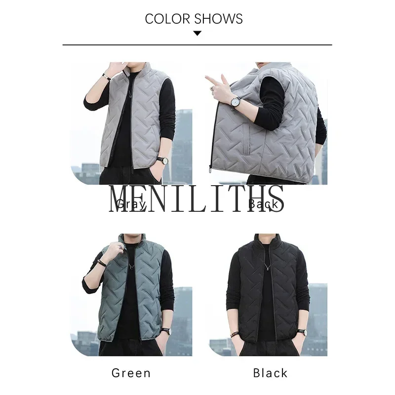 Nova moda colete homem outono inverno quente confortável sem mangas jaqueta dos homens decoração roupas largas masculino