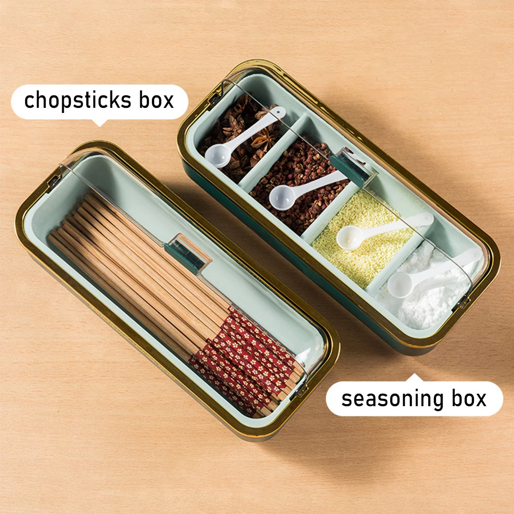 Detachable Spice Storage Box/spoon Chopsticks Holder Kitchen Storage Box For Seasoning Jar Accessories Organizer Storage Boxes