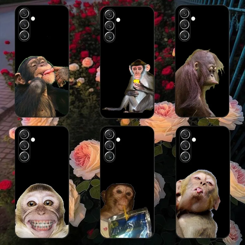 Monkey Sipping Caprisun Meme  Phone Case For Samsung Galaxy A13,A21s,A22,A31,A32,A52,A53,A71,A80,A91 Soft Black Cover