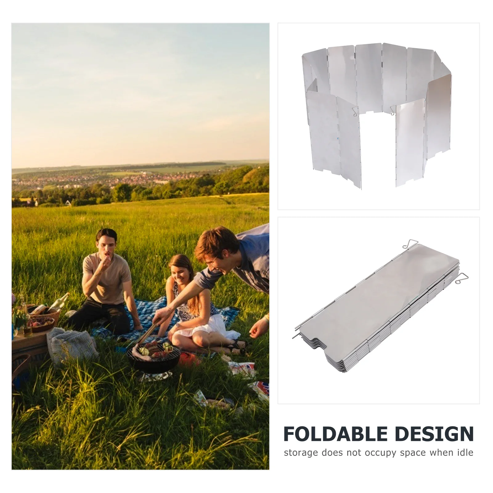 

1Pcs Folding Windshield Aluminum Alloy Durable Lightweight Outdoor Camping Barbecue Picnic Stove Windscreen Supply