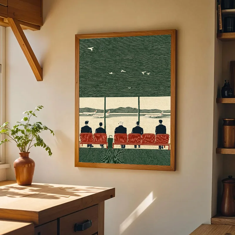 Vintage Airport Travel Canvas Posters Vibrant Passenger Wall Art Minimalist Travel Themed Decor Prints for Office Living Room