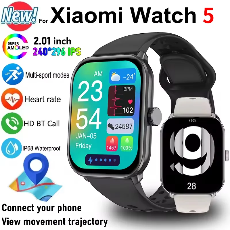 2025 For Xiaomi Watch 5 Global Version Men Sport Smartwatch Women Bracelet AMOLED Heart Rate Bluetooth Call Waterproof Watches