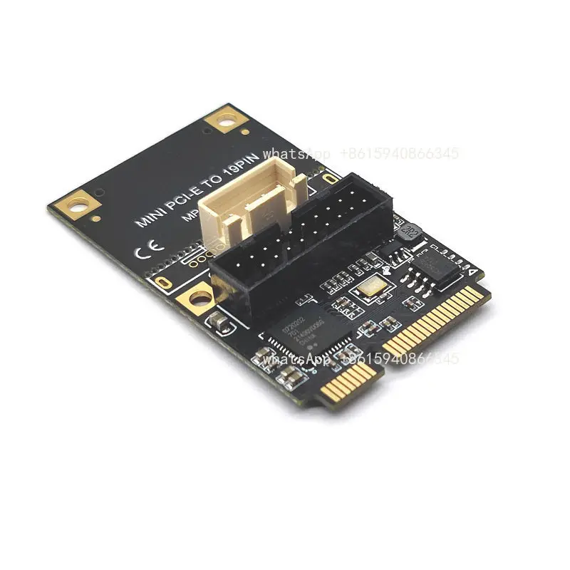Mini PCI-E to USB 3.2 Gen1 19Pin 5Gbps Expansion Card 2 Ports Adapter Half Height Support