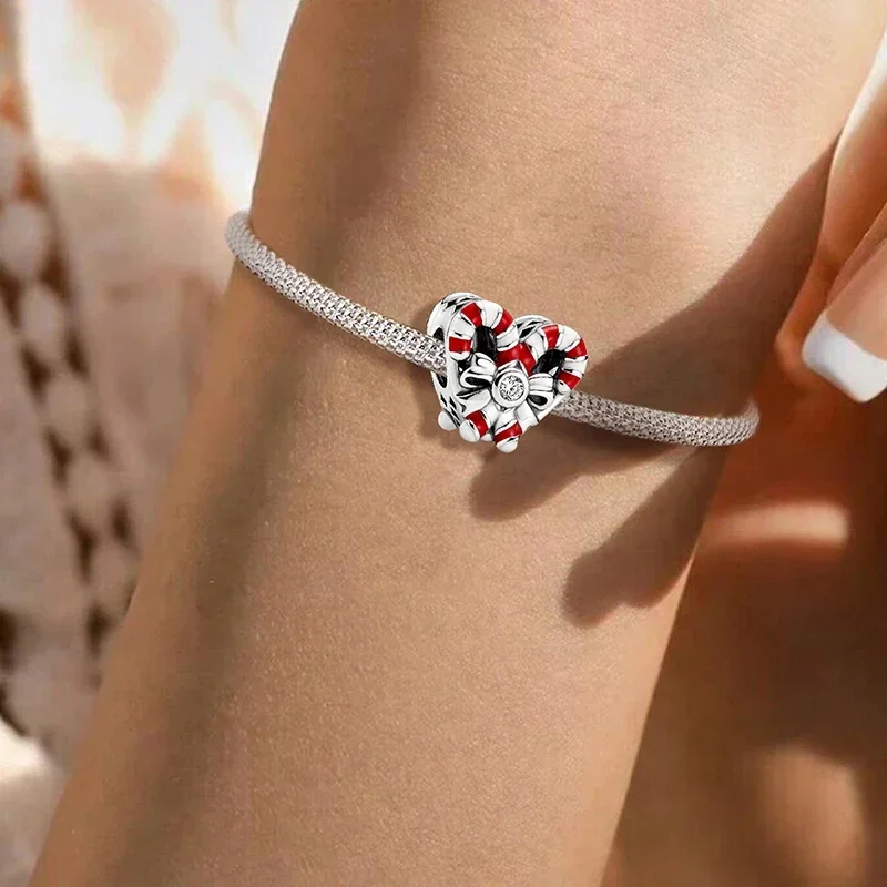 Bestseller Glockenelf Schmetterlingsknoten Weihnachtsserie Charms Perlen Passend für Armbänder 925 Sterling Silber Weihnachtsgeschenk Feiner Schmuck – Detail 3