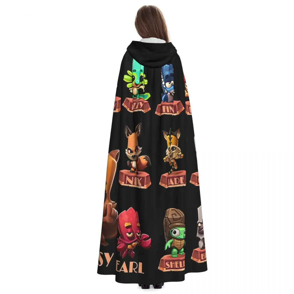 Zooba Battle Arena Royale شخصيات N 01 حديقة الحيوان عباءة طويلة بقلنسوة الساحرة القرون الوسطى زي تأثيري كيب هالوين مصاص دماء الكبار