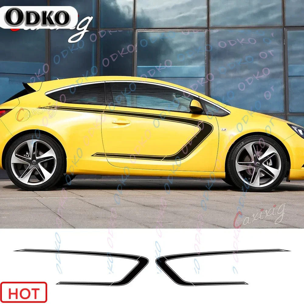 

2pcs Car Side Door Stickers For Opel Astra h j g k GTC Auto Tuning Accessories Racing Sport Styling Vinyl Film DIY Decoration