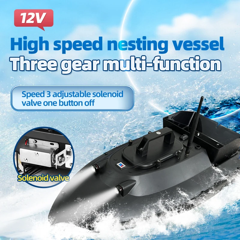 12V Intelligent Remote Control Nesting Boat High-Speed Boat 500m Wireless Speed Cruise Gear Adjustable Fishing Boat