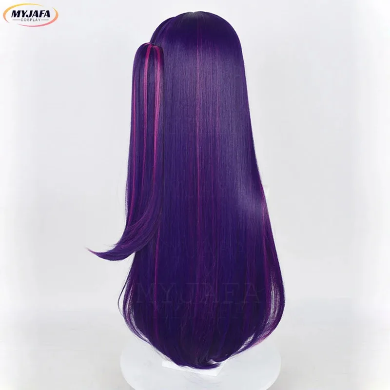 Hoshino Ai شعر مستعار تأثيري Oshi No Ko تأثيري 80 سنتيمتر طويل الأرجواني الداكن الوردي مقاومة للحرارة الاصطناعية الشعر أنيمي الباروكات + غطاء شعر مستعار