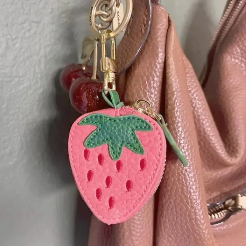 Best Seller Cute Fruit Shape Leather Coin Purse Mini Zipper Earphone Bag Keychain Pendant Small Wallet Gift For Women Girls view 3