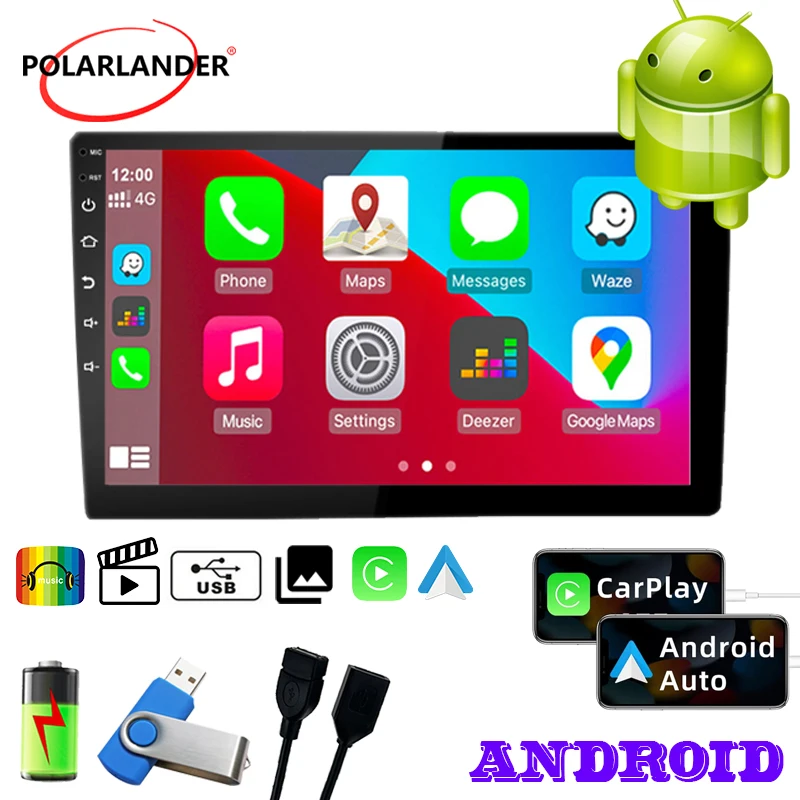 

Touch Screen 10 Inch Wireless Carplay/Android Anto 1G+16G WIFI Android 8.1 GPS NAVIGATION Bluetooth MP5 Player for Universal