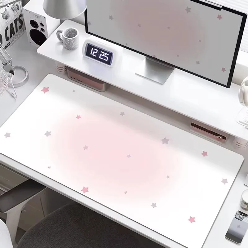 Leather Desk Pad Protector Full Screen Star Gradient Y2K Girl Mouse Pad Office Desk Mat Waterproof Non-Slip PU Desk Blotter Pad