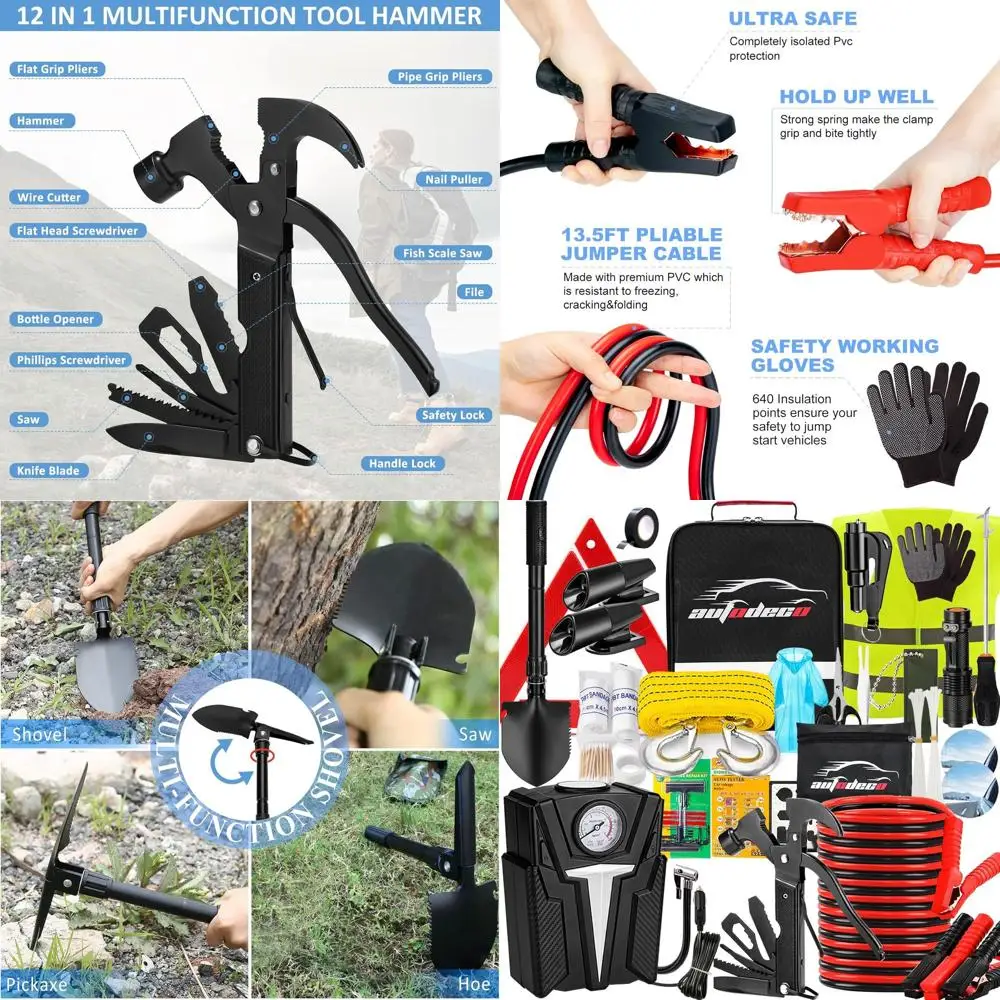 

Roadside Car Emergency Kit - 136Pcs Premium Heavy Duty Car Safety Kit Emergency Kits for car