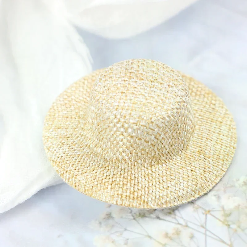 2 قطعة دمية مصغرة قبعة القش دمية صغيرة قبعة بيت الدمية زخرفة اليد المنسوجة