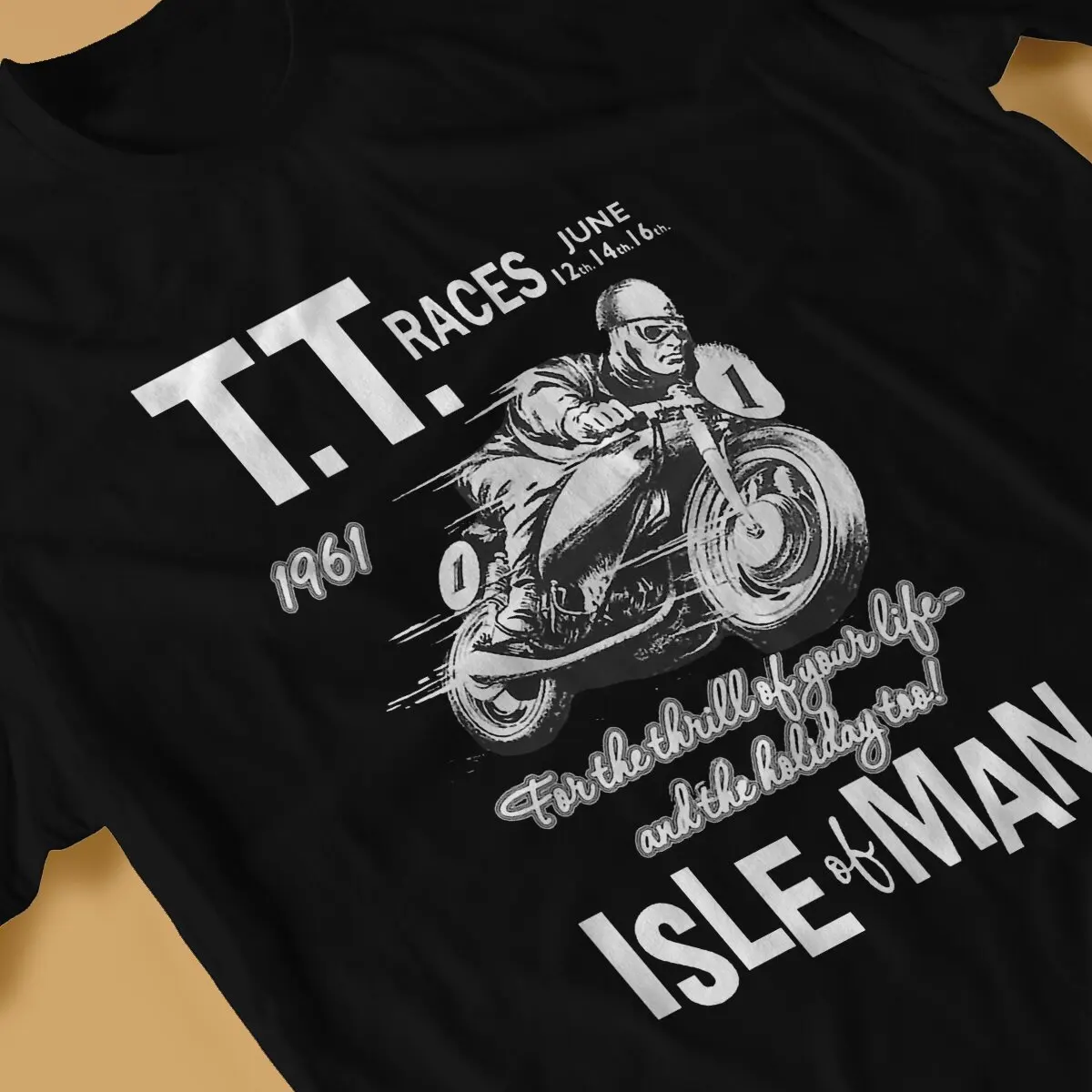 Mann Motorcycle Race Newest TShirt for Men Isle Of Man TT 1961 Round Neck Pure Cotton T Shirt Distinctive Gift Clothes Tops