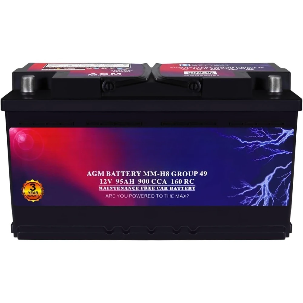 MM-H8 بطارية سيارة بدء وإيقاف BCI Group 49 12V 95Ah، 160RC، 900 CCA قابلة لإعادة الشحن AGM