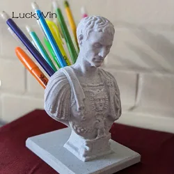 Julius Caesar Statue Office Desk Pen Holder Decorative Stationery Pen Rack for Teacher Gifts Office Desk Organizer