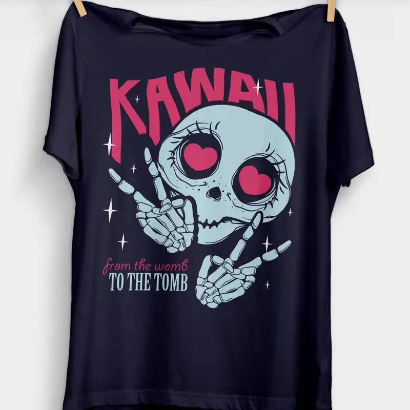 Kawaii من رحم إلى قبر تي شيرت الباستيل القوطي الملابس الجمالية زاحف لطيف الجمجمة Yume #1